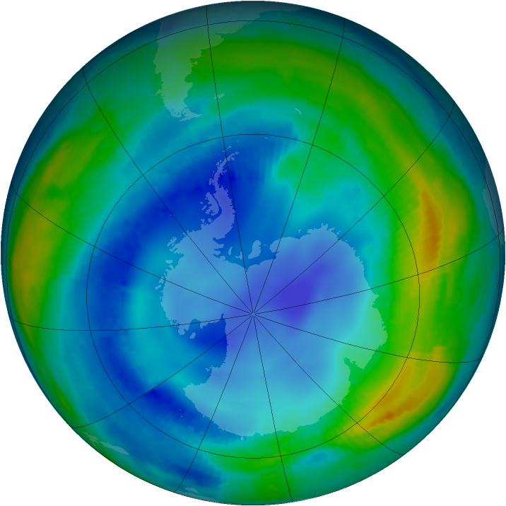 Antarctic ozone map for 06 August 1997